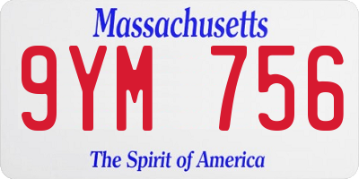 MA license plate 9YM756