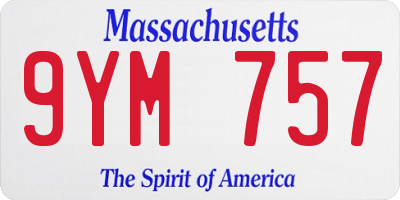 MA license plate 9YM757