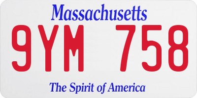 MA license plate 9YM758