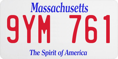 MA license plate 9YM761