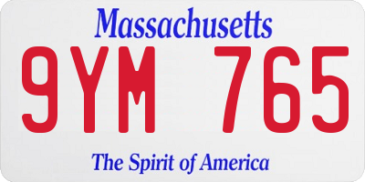 MA license plate 9YM765