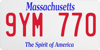 MA license plate 9YM770