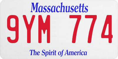 MA license plate 9YM774