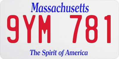 MA license plate 9YM781