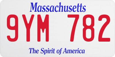 MA license plate 9YM782