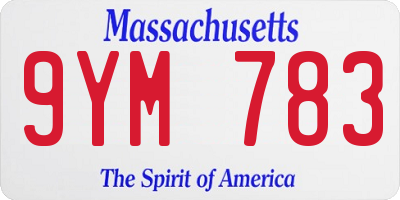 MA license plate 9YM783