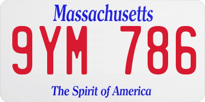 MA license plate 9YM786