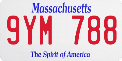 MA license plate 9YM788