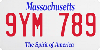 MA license plate 9YM789