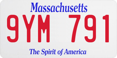 MA license plate 9YM791