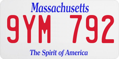 MA license plate 9YM792