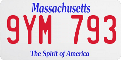 MA license plate 9YM793