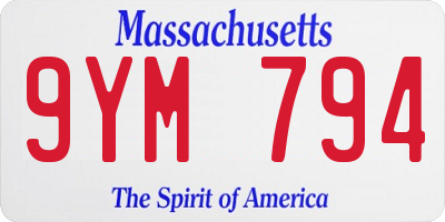 MA license plate 9YM794