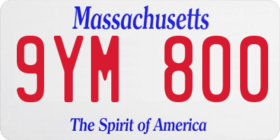 MA license plate 9YM800