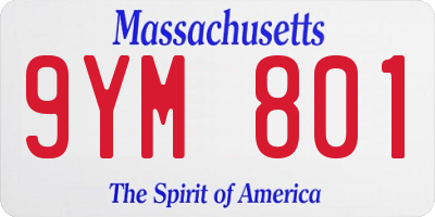 MA license plate 9YM801
