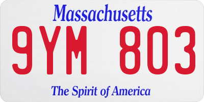 MA license plate 9YM803
