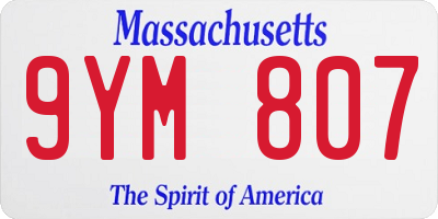 MA license plate 9YM807