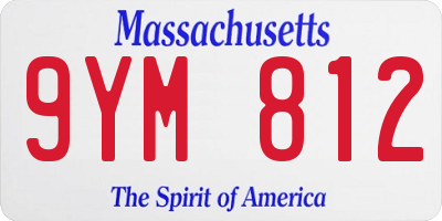 MA license plate 9YM812