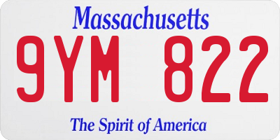 MA license plate 9YM822