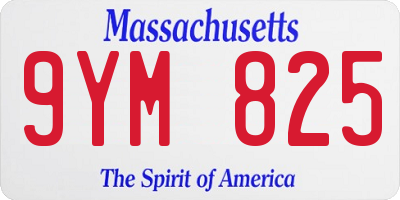 MA license plate 9YM825