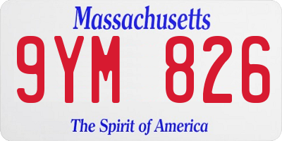 MA license plate 9YM826