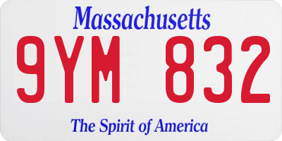 MA license plate 9YM832