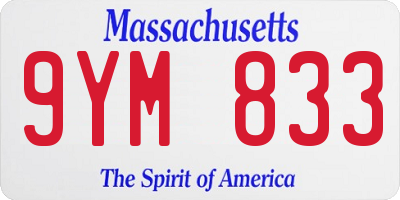 MA license plate 9YM833