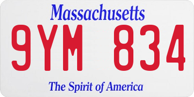 MA license plate 9YM834