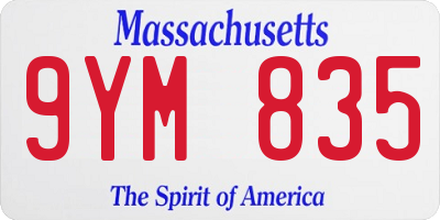 MA license plate 9YM835