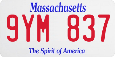 MA license plate 9YM837