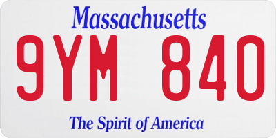 MA license plate 9YM840