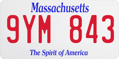 MA license plate 9YM843