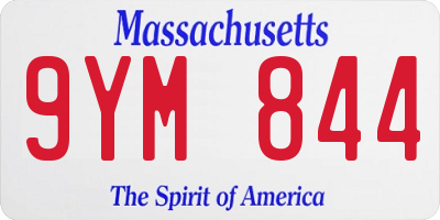 MA license plate 9YM844