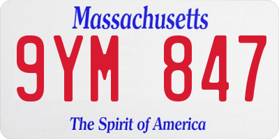 MA license plate 9YM847