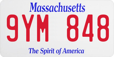 MA license plate 9YM848