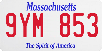 MA license plate 9YM853