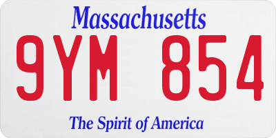 MA license plate 9YM854