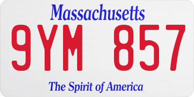 MA license plate 9YM857
