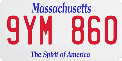 MA license plate 9YM860