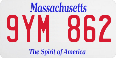 MA license plate 9YM862