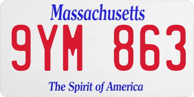 MA license plate 9YM863