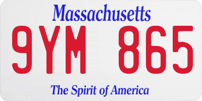 MA license plate 9YM865