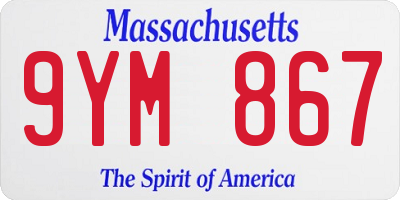 MA license plate 9YM867