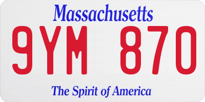 MA license plate 9YM870