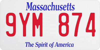 MA license plate 9YM874
