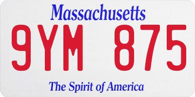 MA license plate 9YM875