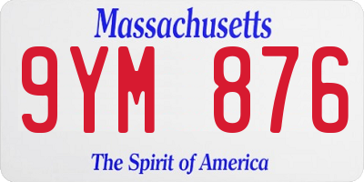 MA license plate 9YM876