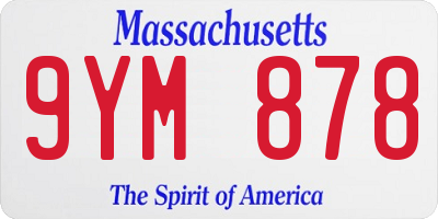 MA license plate 9YM878