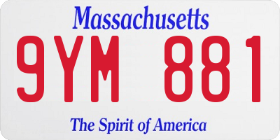 MA license plate 9YM881