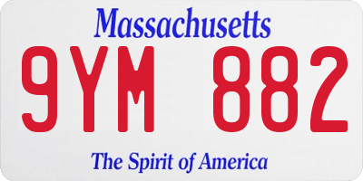 MA license plate 9YM882